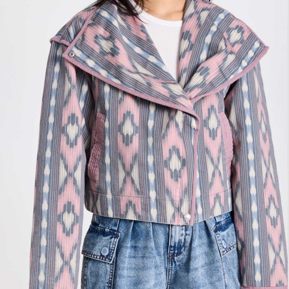 Blank NYC Pink and Gray Patterned Bomber Jacket